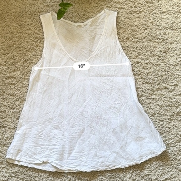 Made in Italy White oversized Linen Tank Top - Picture 2 of 6
